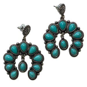 Western Boho Style Silver Concho Naja Earrings #1103